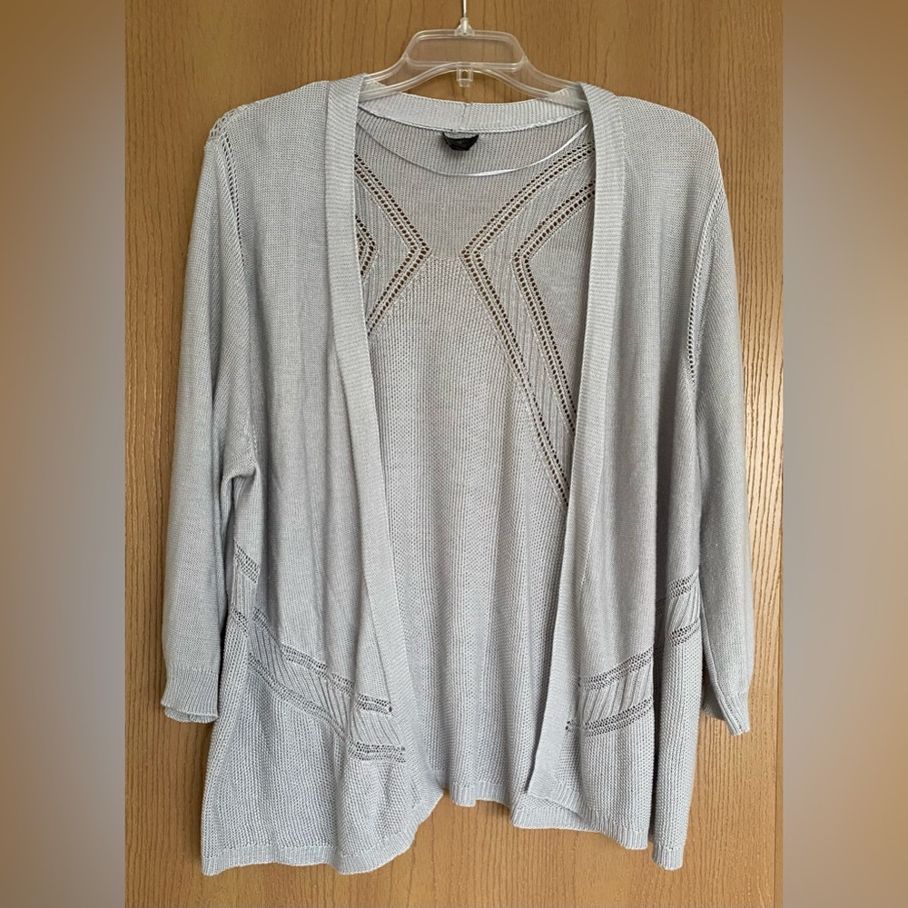 Worthington Woman Light Gray Open-Front Cardigan - Plus Size 3X